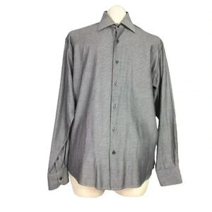 Luchiano Visconti Uomo Men L Geometric Shirt Regular Cotton Long Sleeve Black
